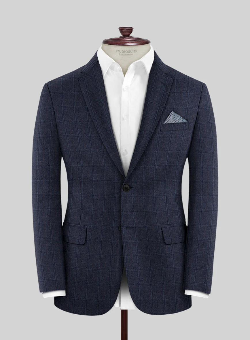Reda Jeromi Dark Blue Checks Wool Suit - Image 3