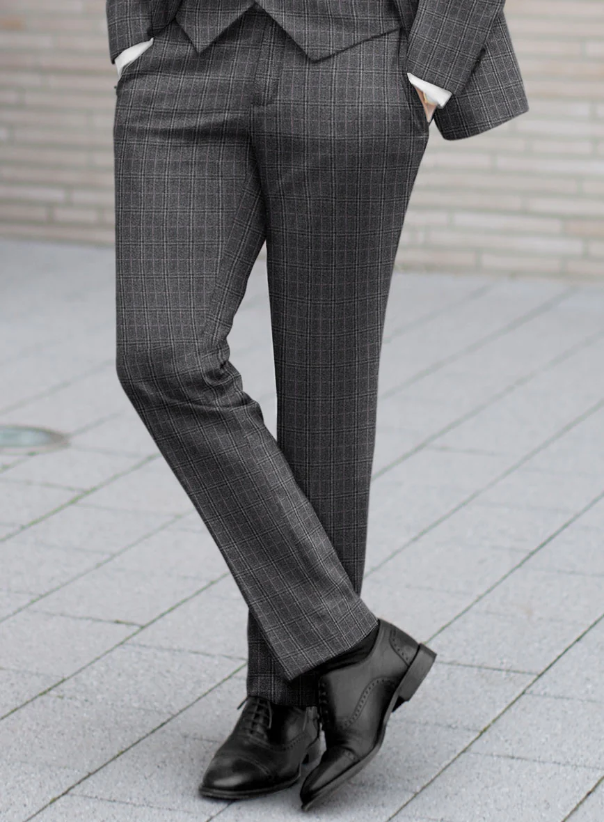 Reda Jeromi Gray Checks Wool Pants - Image 2