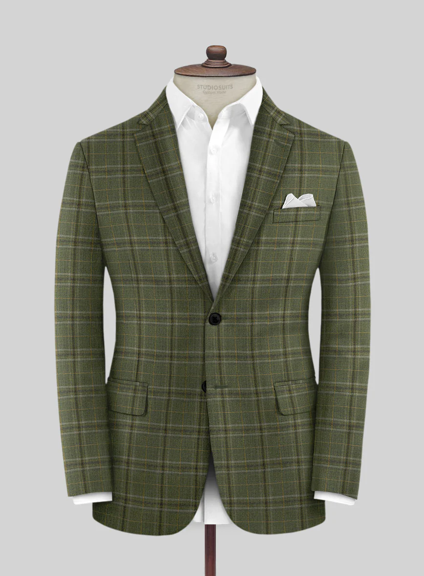 Reda Juniper Green Checks Wool Suit - Image 3