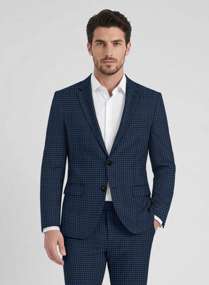 Reda Lapis Blue Checks Wool Suit - Image 4