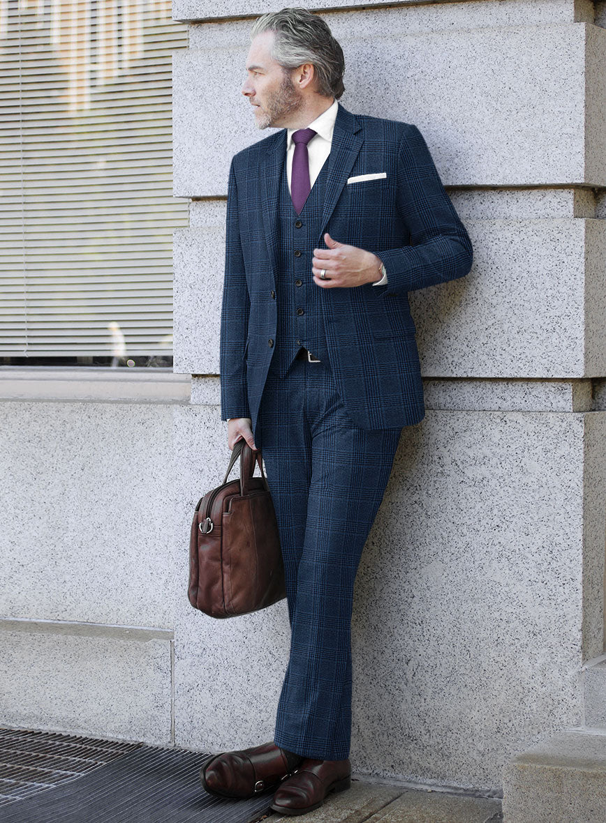 Reda Marine Blue Checks Wool Suit - Image 2
