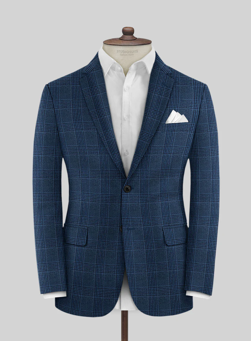 Reda Marine Blue Checks Wool Suit - Image 3
