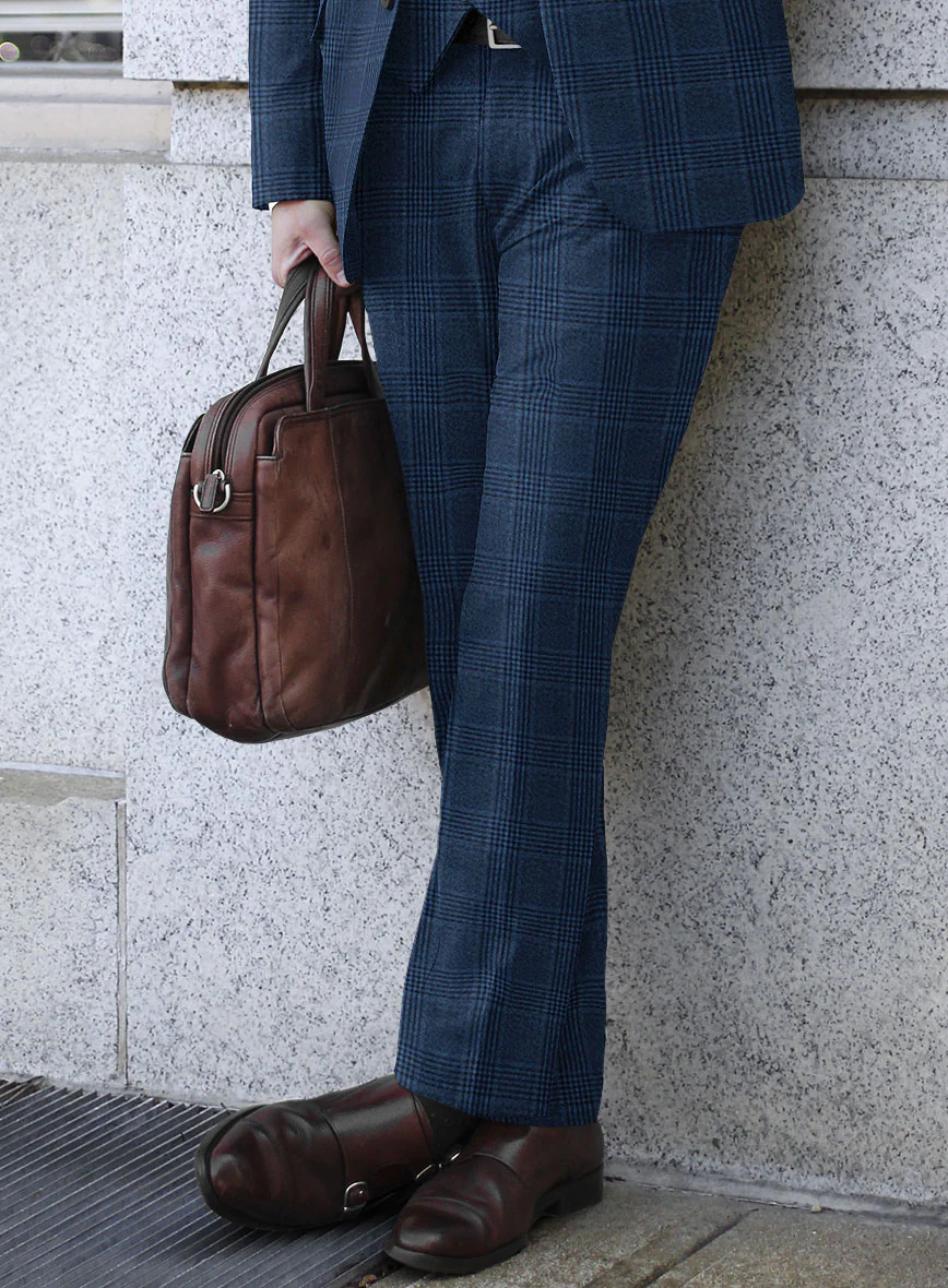 Reda Marine Blue Checks Wool Suit - Image 4