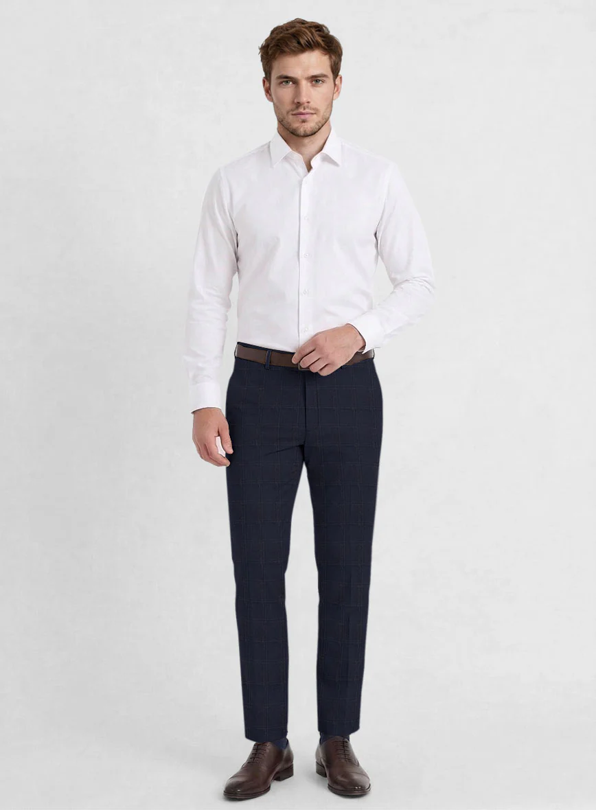 Reda Martes Blue Checks Wool Pants - Image 3