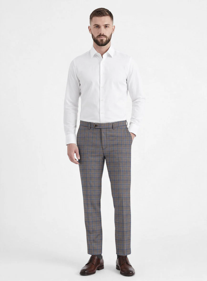 Reda Matio Brown Checks Wool Pants - Image 2