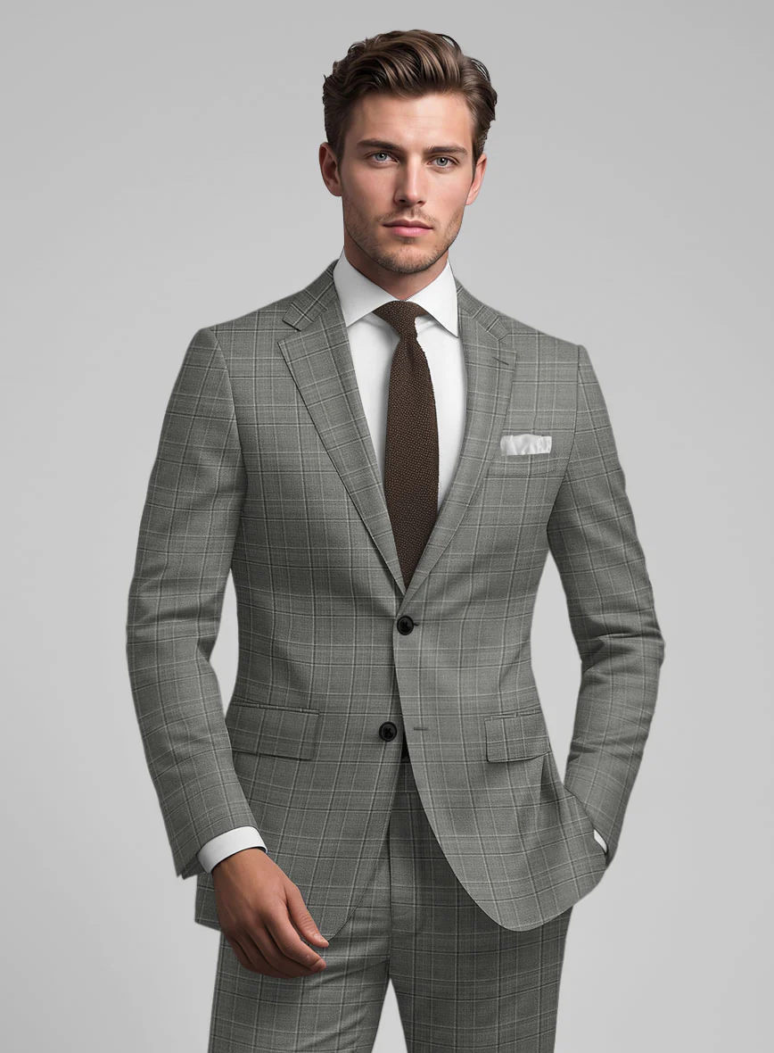 Reda Mavlox Gray Checks Wool Suit - Image 4