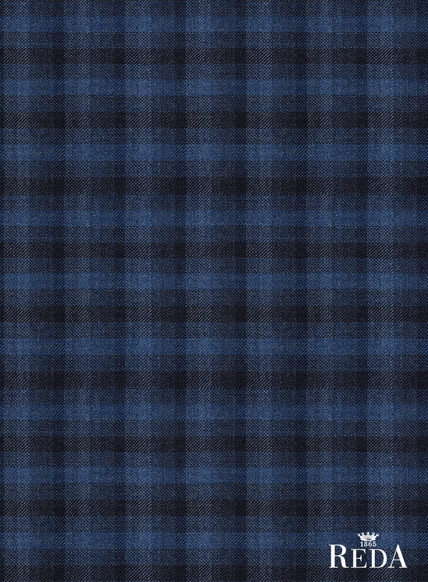 Reda Mid Blue Checks Wool Jacket - Image 3