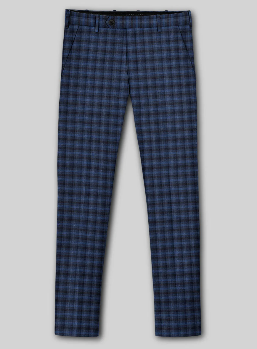 Reda Mid Blue Checks Wool Pants - Image 2