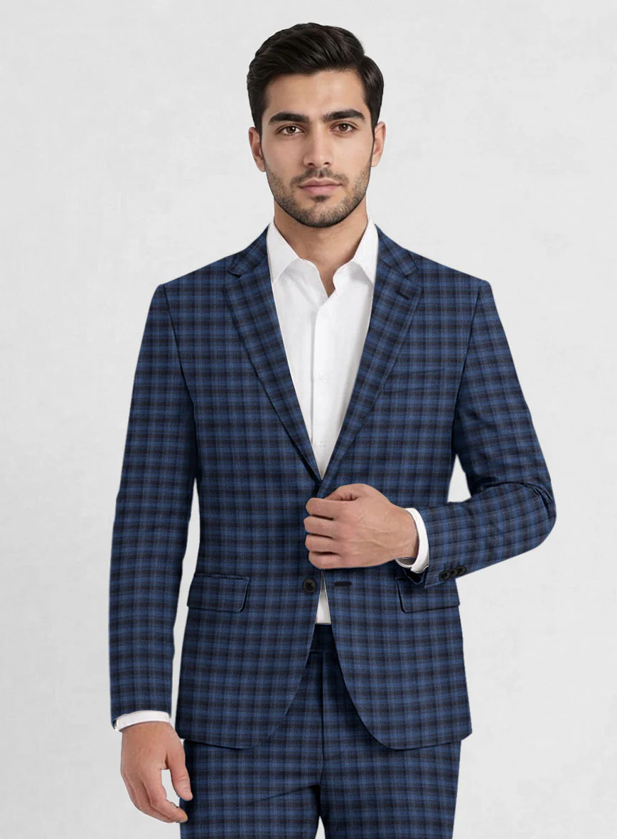 Reda Mid Blue Checks Wool Suit - Image 3