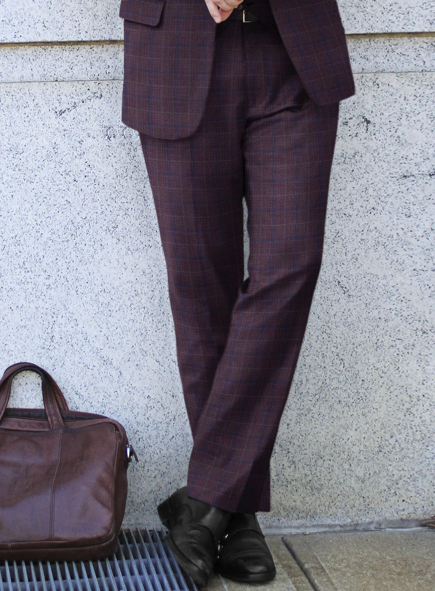 Reda Mulled Wine Checks Wool Pants - Image 2