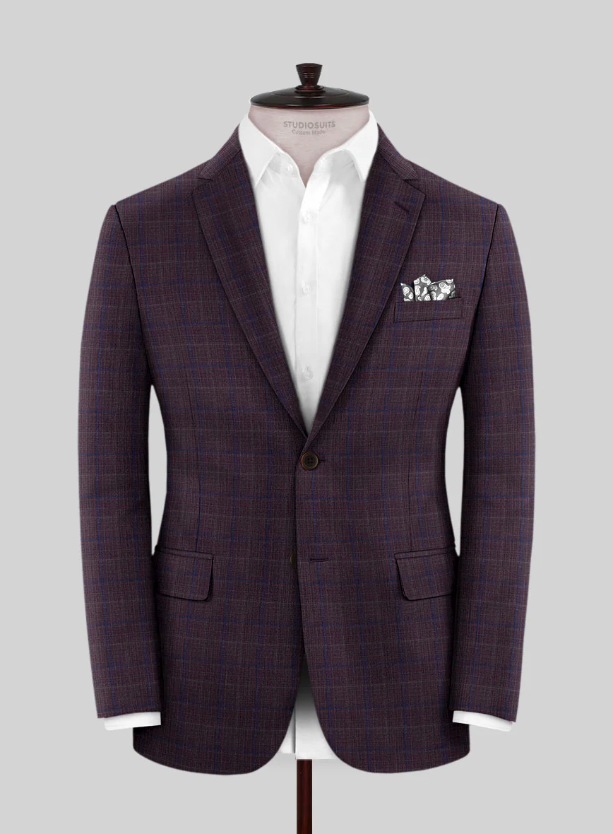 Reda Mulled Wine Checks Wool Suit - Image 3