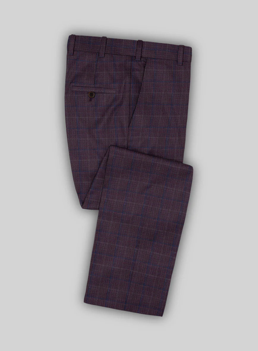 Reda Mulled Wine Checks Wool Suit - Image 4