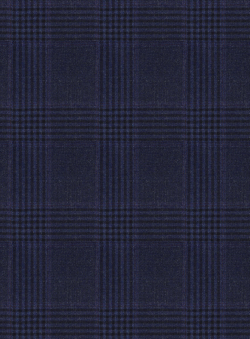 Reda Navy Checks Wool Pants - Image 3