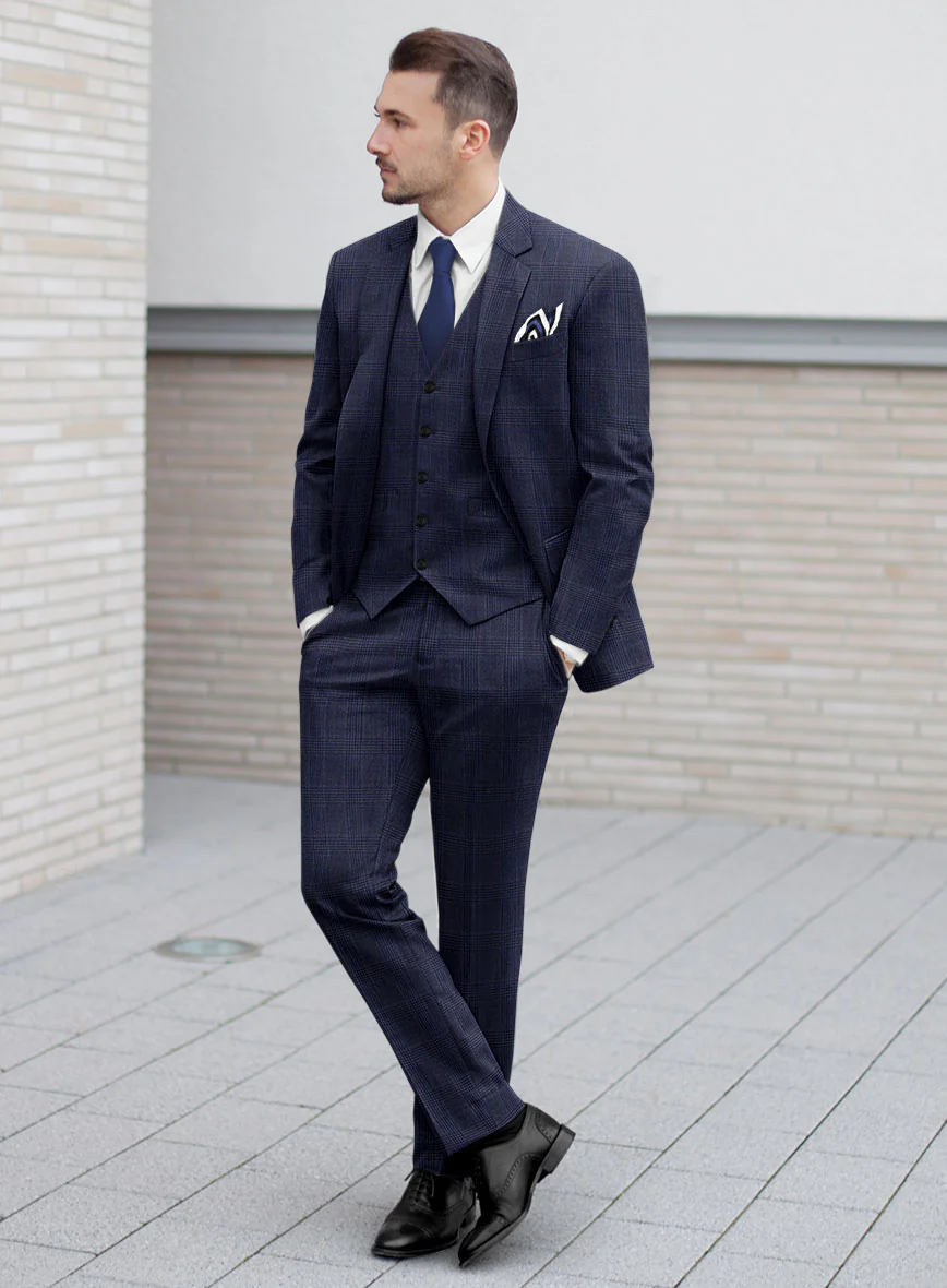 Reda Navy Checks Wool Suit - Image 2