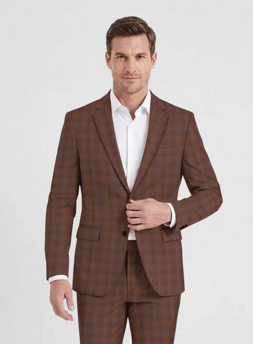 Reda Nutmeg Brown Checks Wool Suit - Image 4