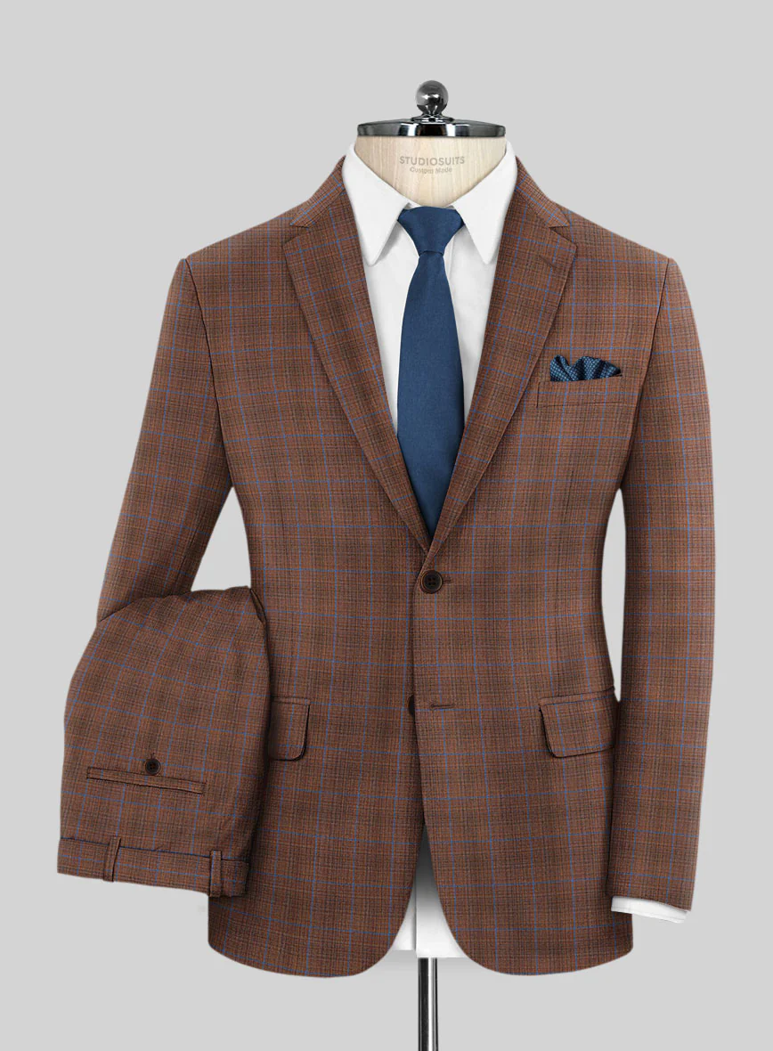 Reda Nutmeg Brown Checks Wool Suit - Image 2