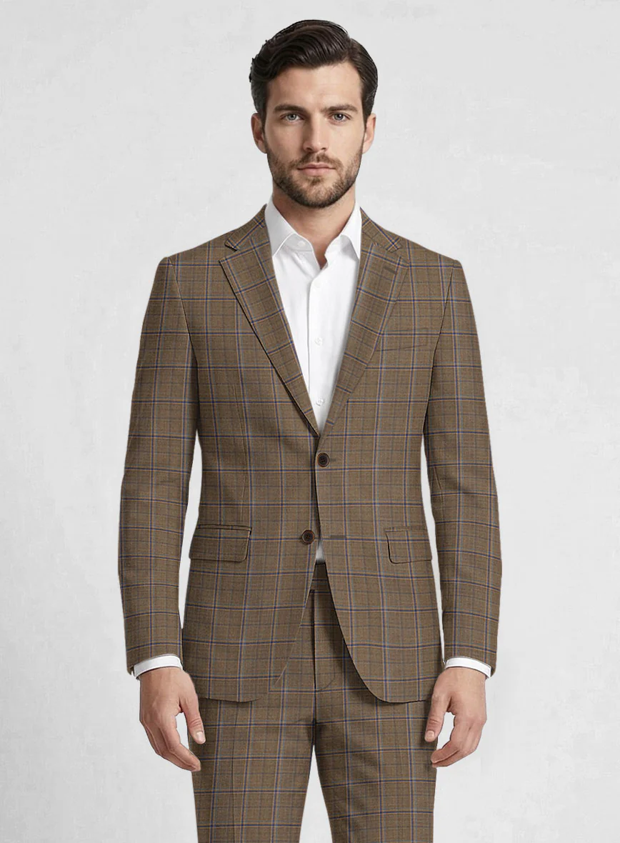 Reda Otter Brown Checks Wool Suit - Image 4