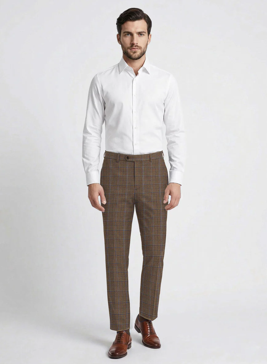 Reda Otter Brown Checks Wool Pants - Image 2