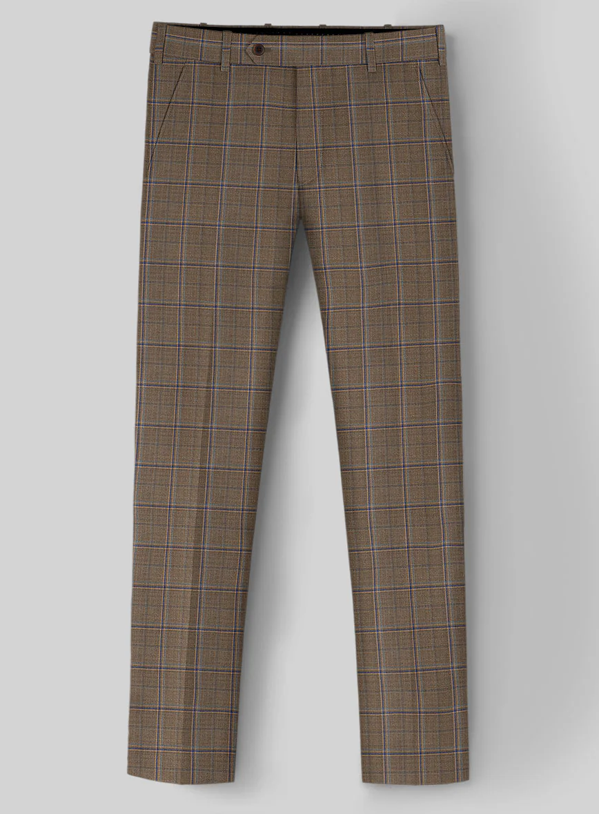 Reda Otter Brown Checks Wool Pants - Image 3
