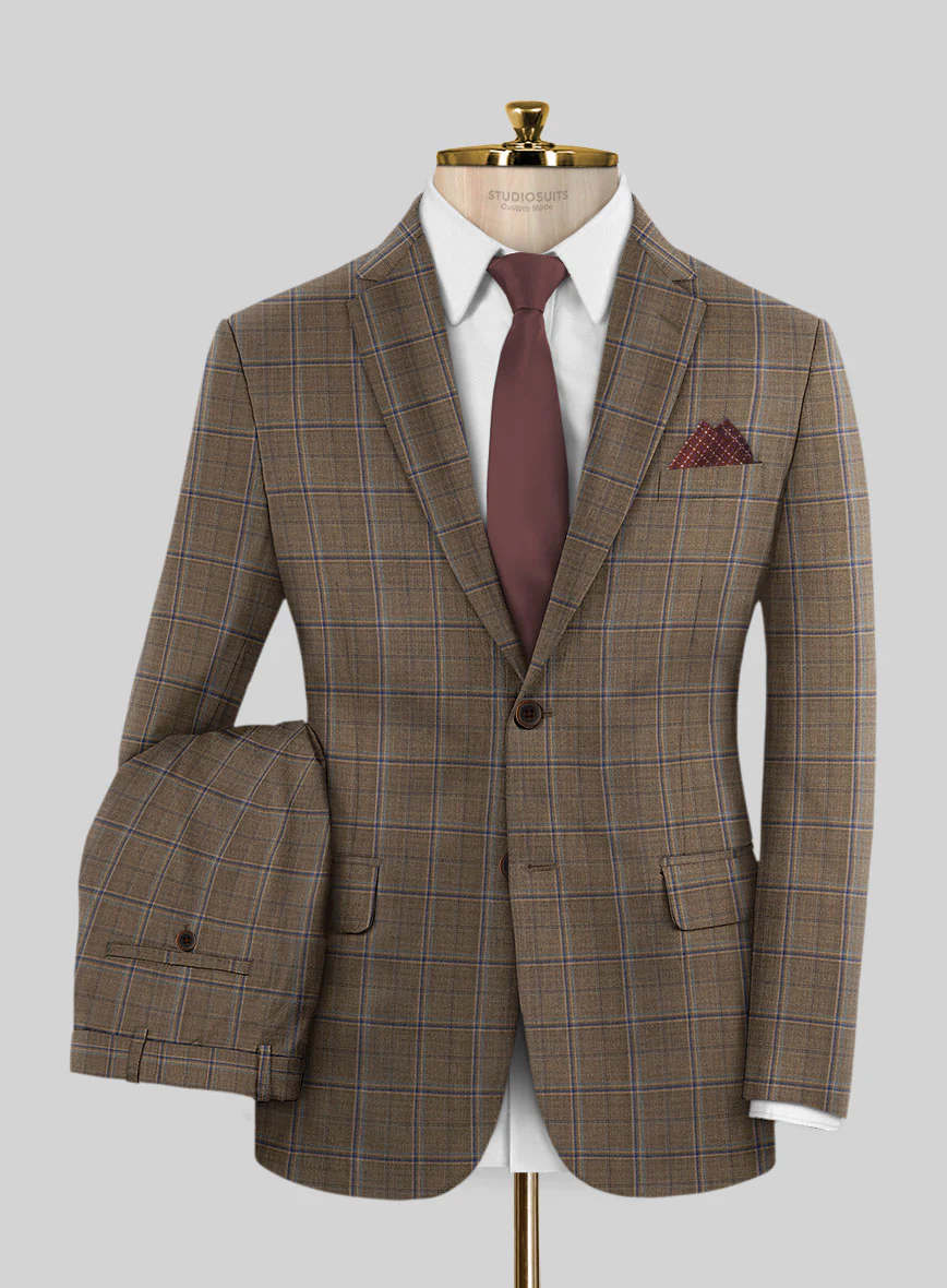 Reda Otter Brown Checks Wool Suit - Image 2