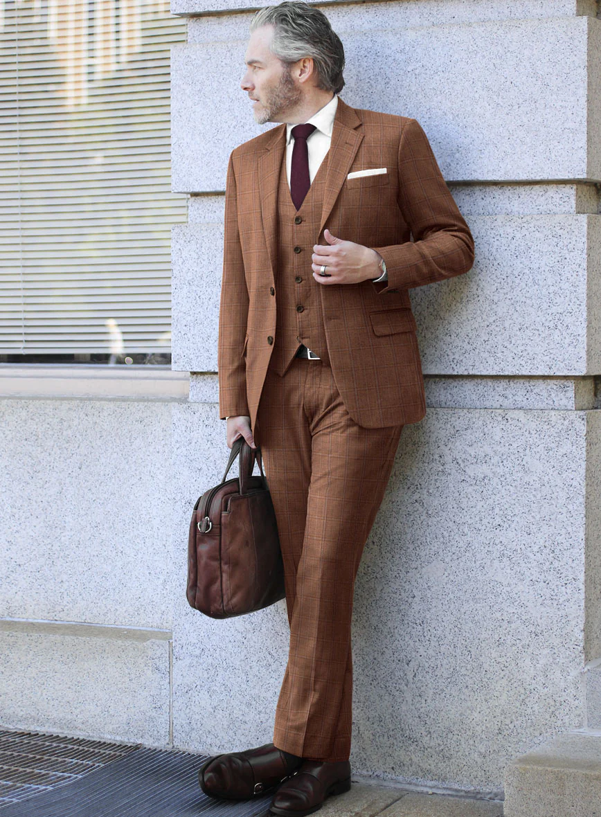 Reda Pacivi Brown Checks Wool Suit - Image 2