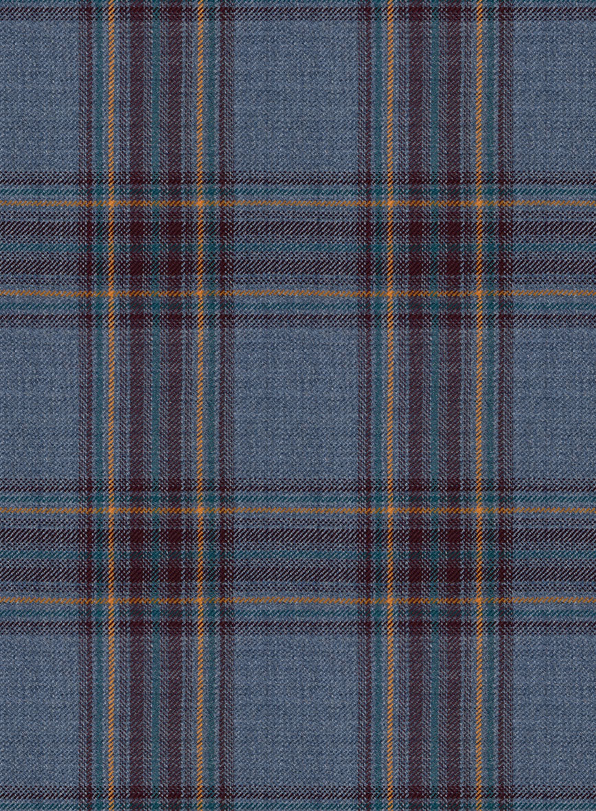 Reda Pale Aqua Checks Wool Pants - Image 3