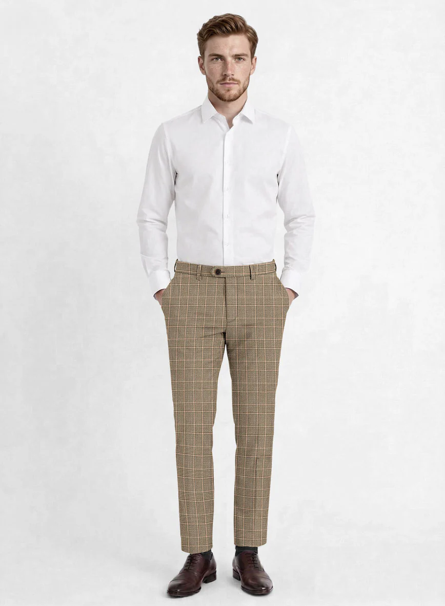 Reda Pale Brown Checks Wool Pants - Image 2