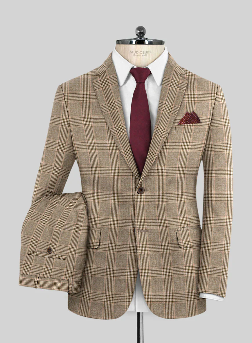 Reda Pale Brown Checks Wool Suit - Image 2