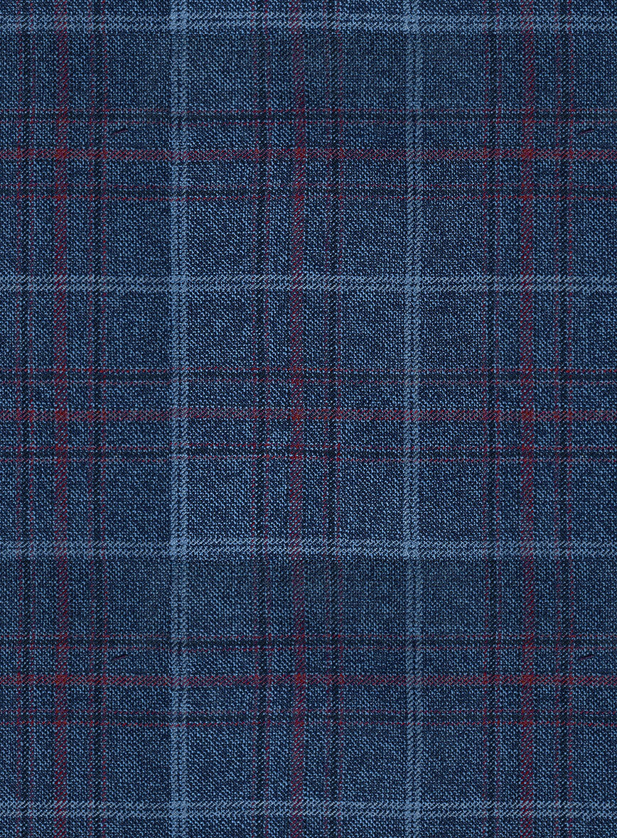 Reda Plume Blue Checks Wool Pants - Image 3
