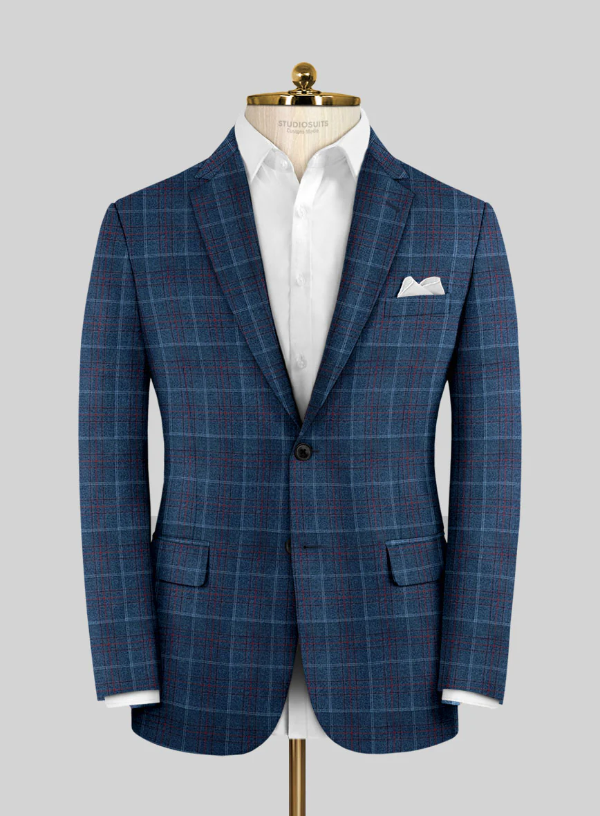 Reda Plume Blue Checks Wool Suit - Image 2