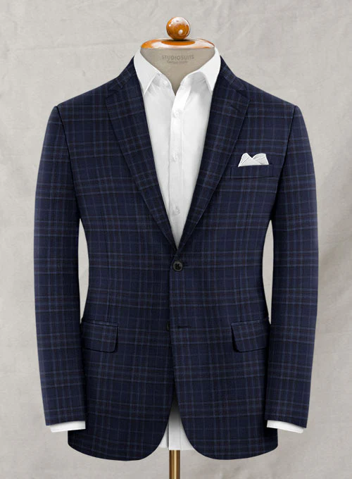 Reda Port Blue Checks Wool Suit - Image 3