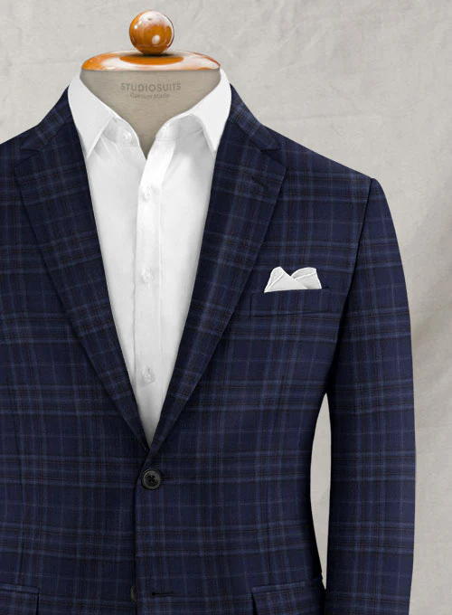 Reda Port Blue Checks Wool Suit - Image 4
