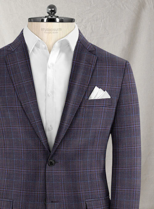 Reda Purple Checks Wool Jacket - Image 2
