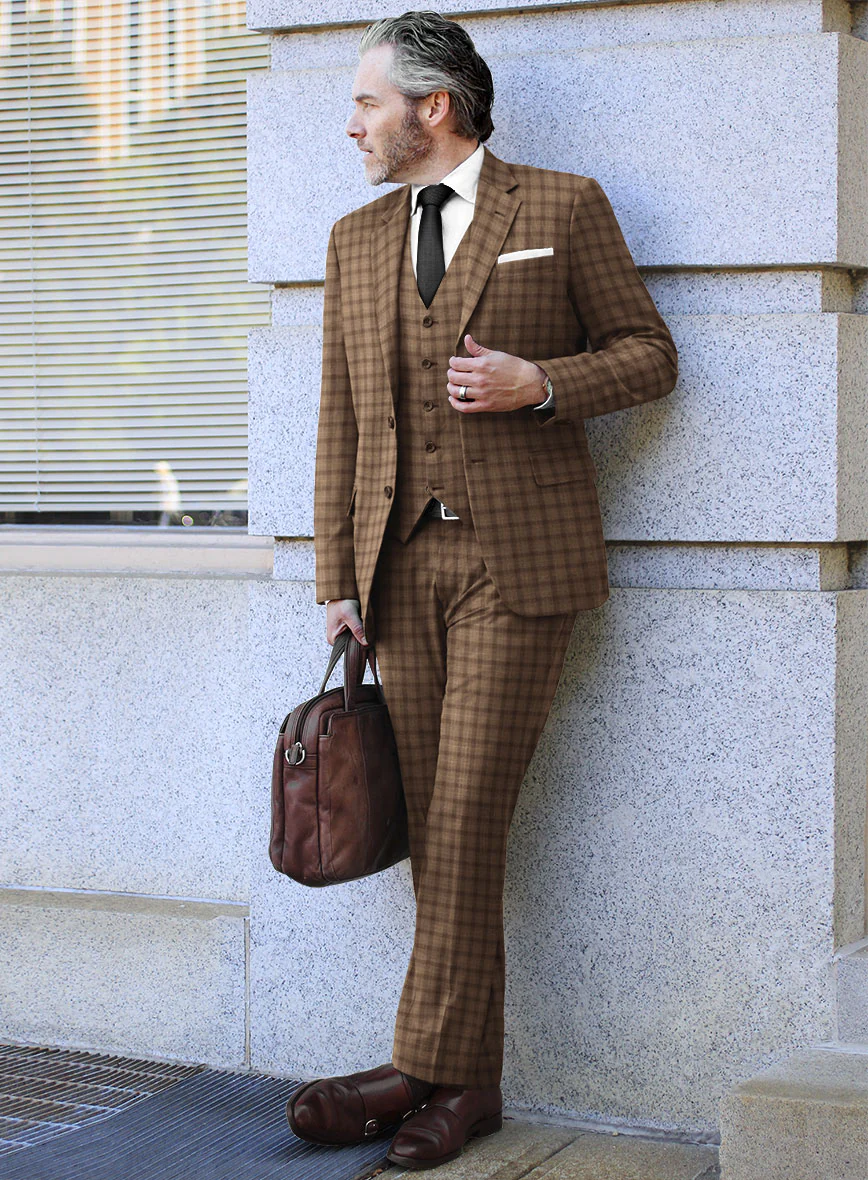 Reda Rope Brown Checks Wool Suit - Image 2