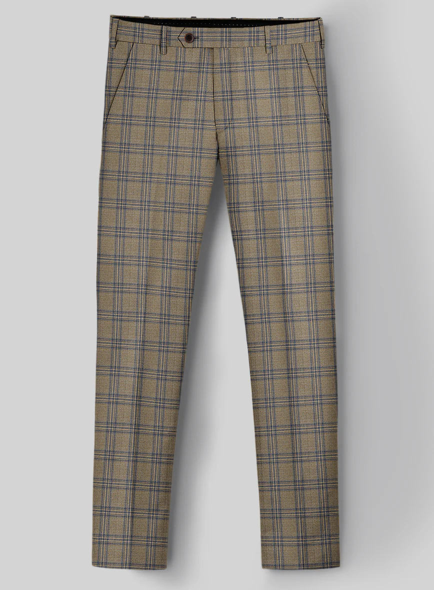 Reda Sand Brown Checks Wool Pants - Image 2
