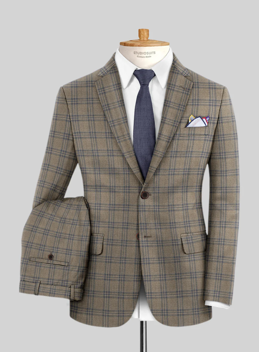 Reda Sand Brown Checks Wool Suit - Image 2