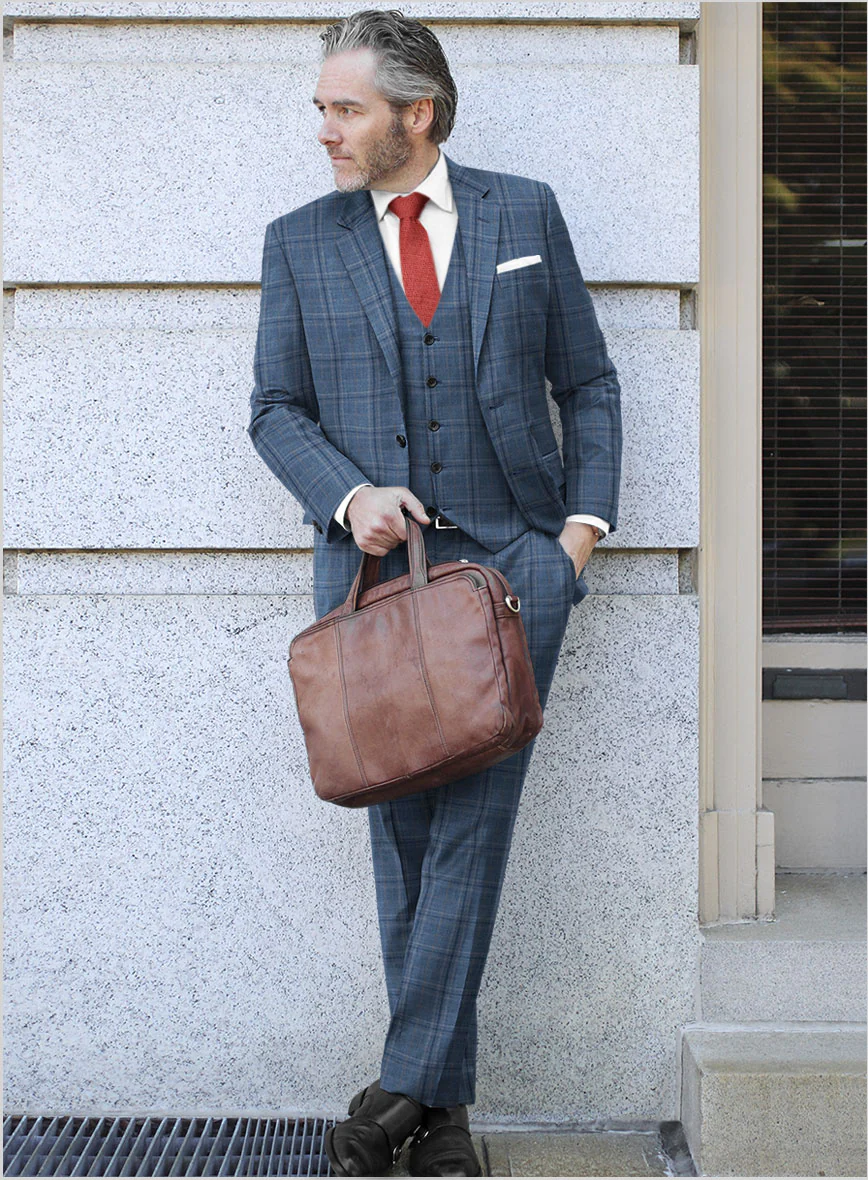 Reda Sky Blue Checks Wool Suit - Image 2