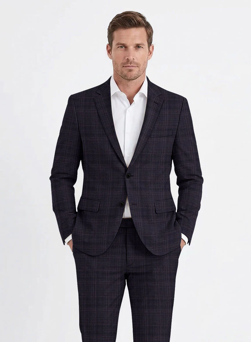 Reda Stibal Purple Checks Wool Jacket - Image 2
