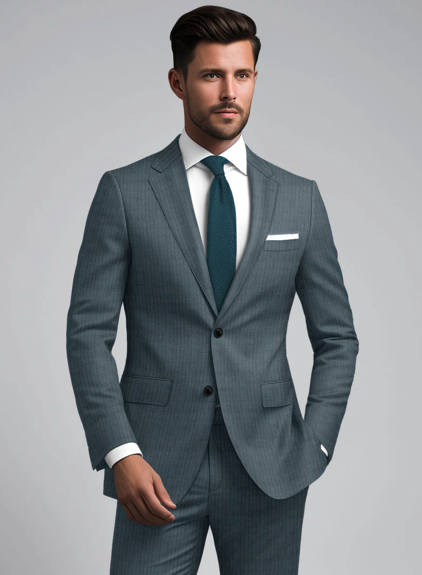 Reda Tibaro Blue Stripe Wool Jacket - Image 2