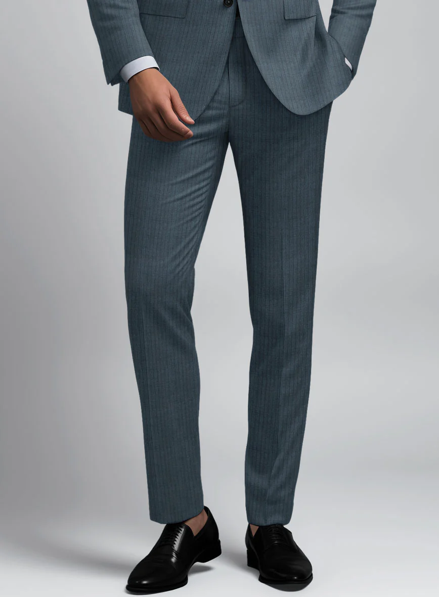 Reda Tibaro Blue Stripe Wool Pants - Image 2