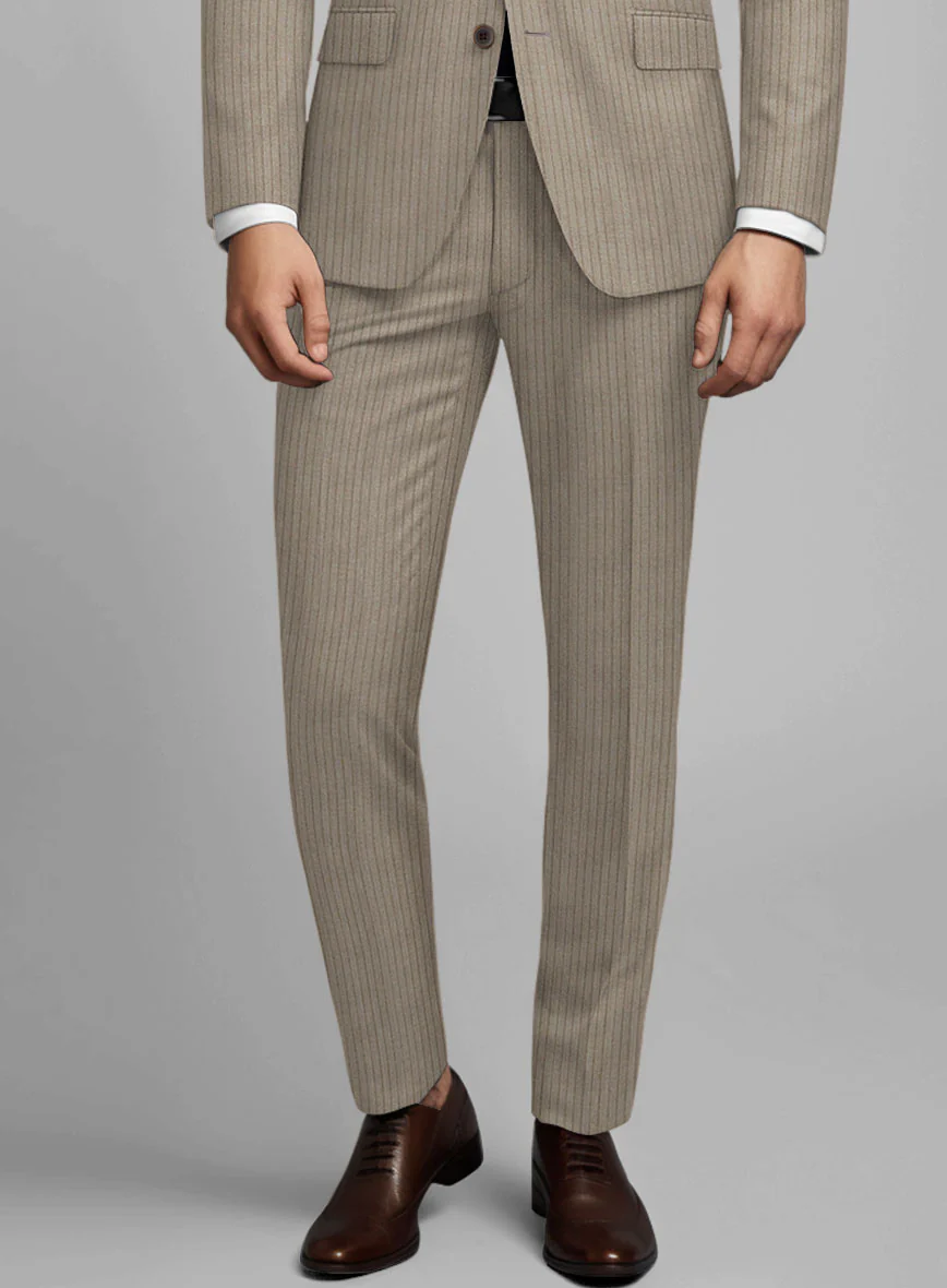 Reda Tibaro Brown Stripe Wool Pants - Image 2