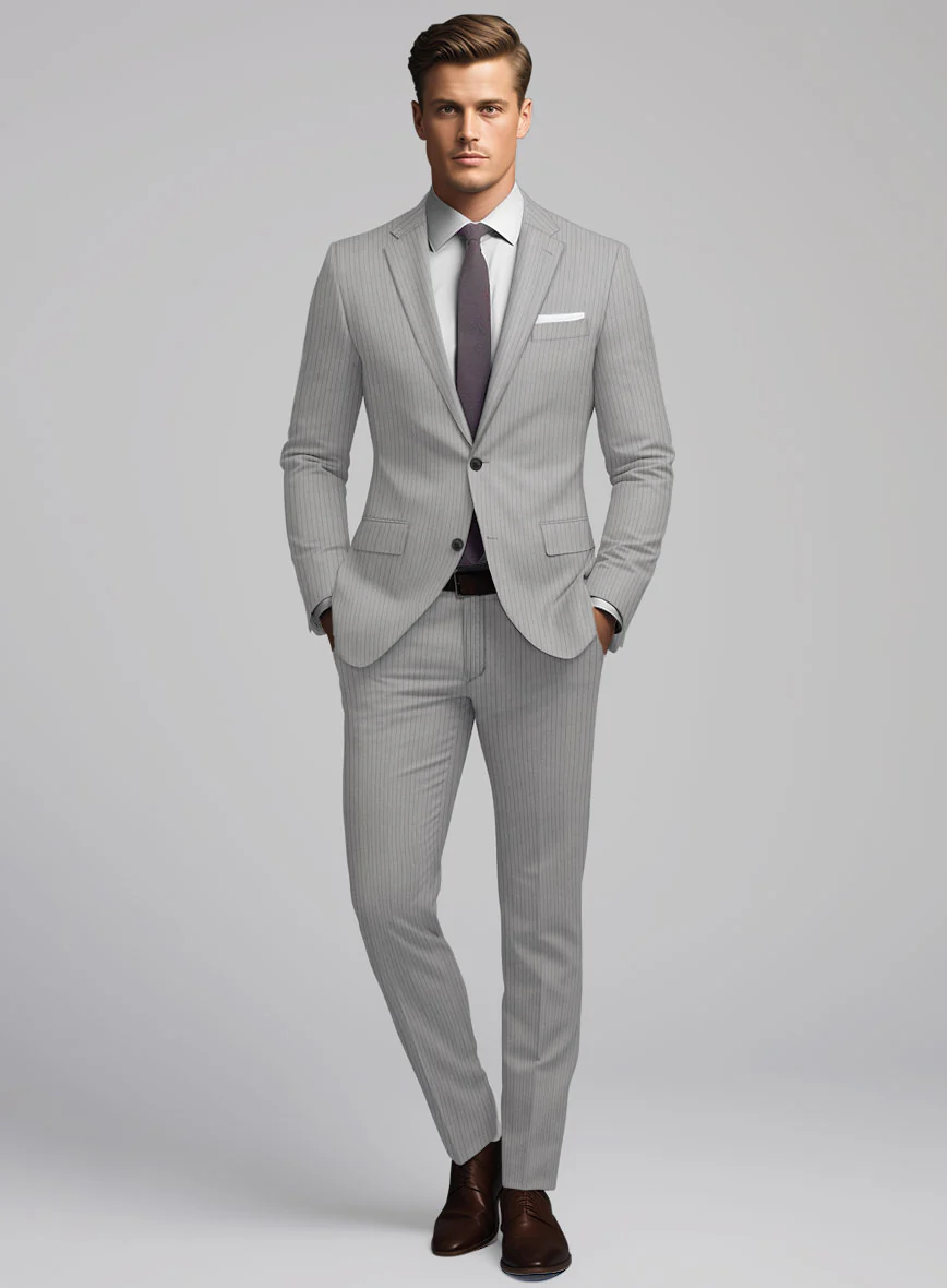 Reda Tibaro Gray Stripe Wool Suit - Image 2