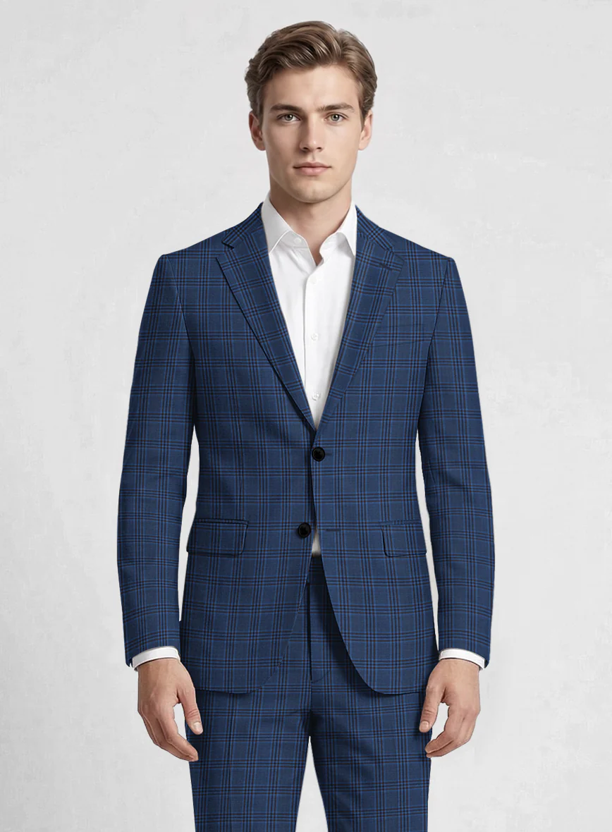 Reda Tory Blue Checks Wool Suit - Image 3