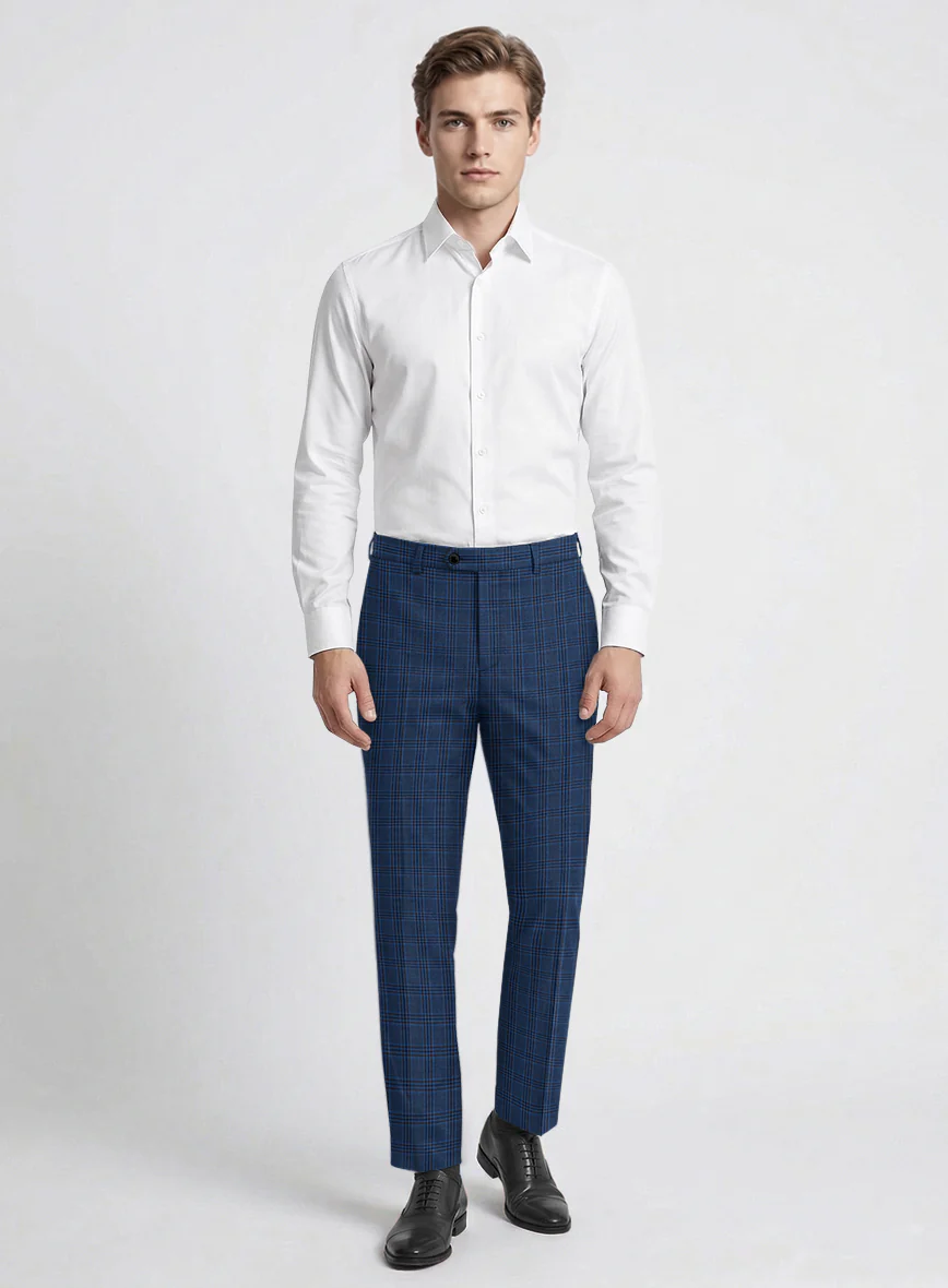 Reda Tory Blue Checks Wool Pants - Image 3