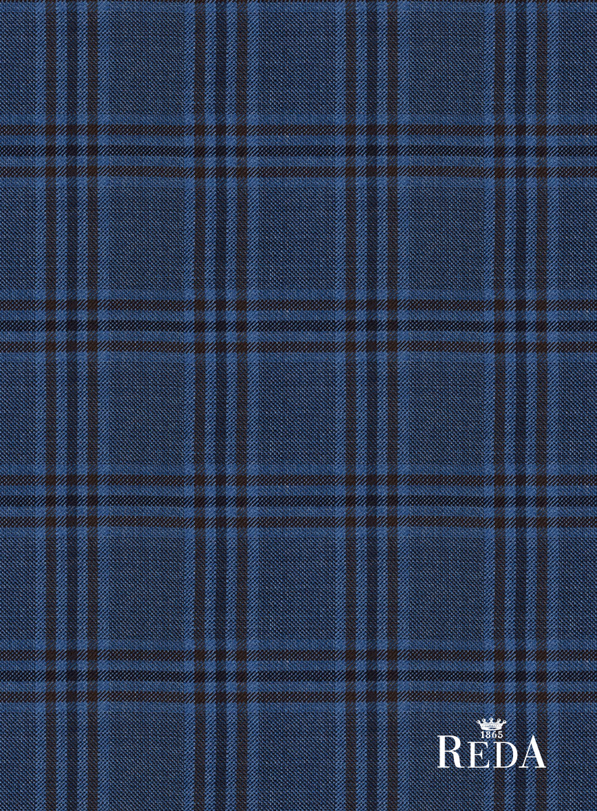Reda Tory Blue Checks Wool Pants - Image 4