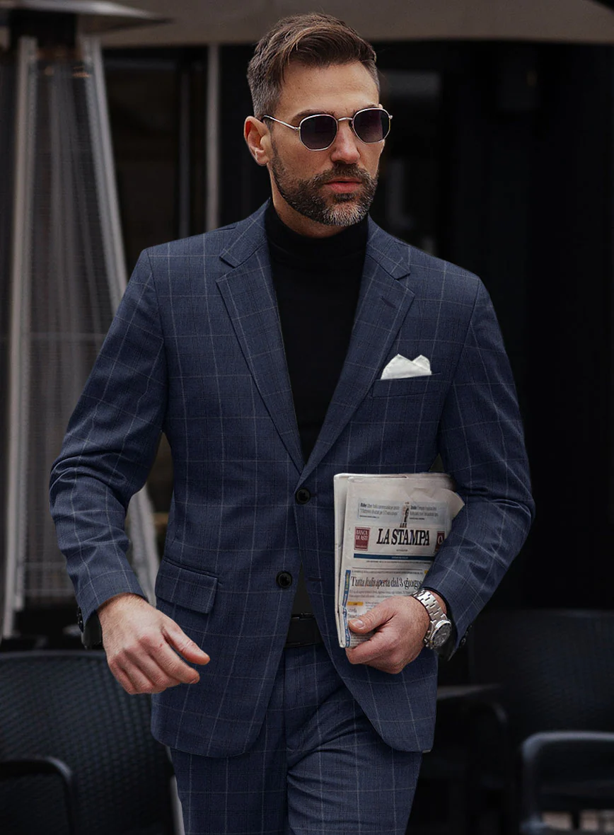 Reda Trivon Blue Checks Wool Suit - Image 4