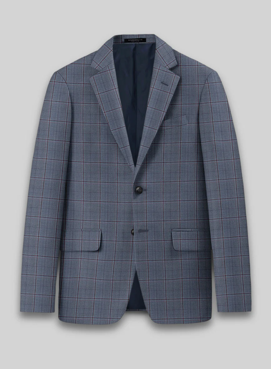 Reda Tropical Blue Checks Wool Suit - Image 3