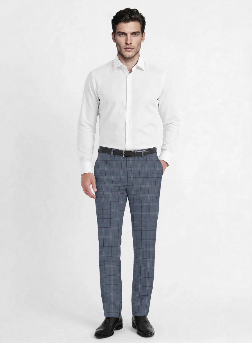 Reda Tropical Blue Checks Wool Suit - Image 5