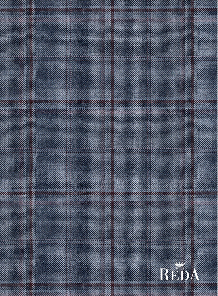 Reda Tropical Blue Checks Wool Suit - Image 8