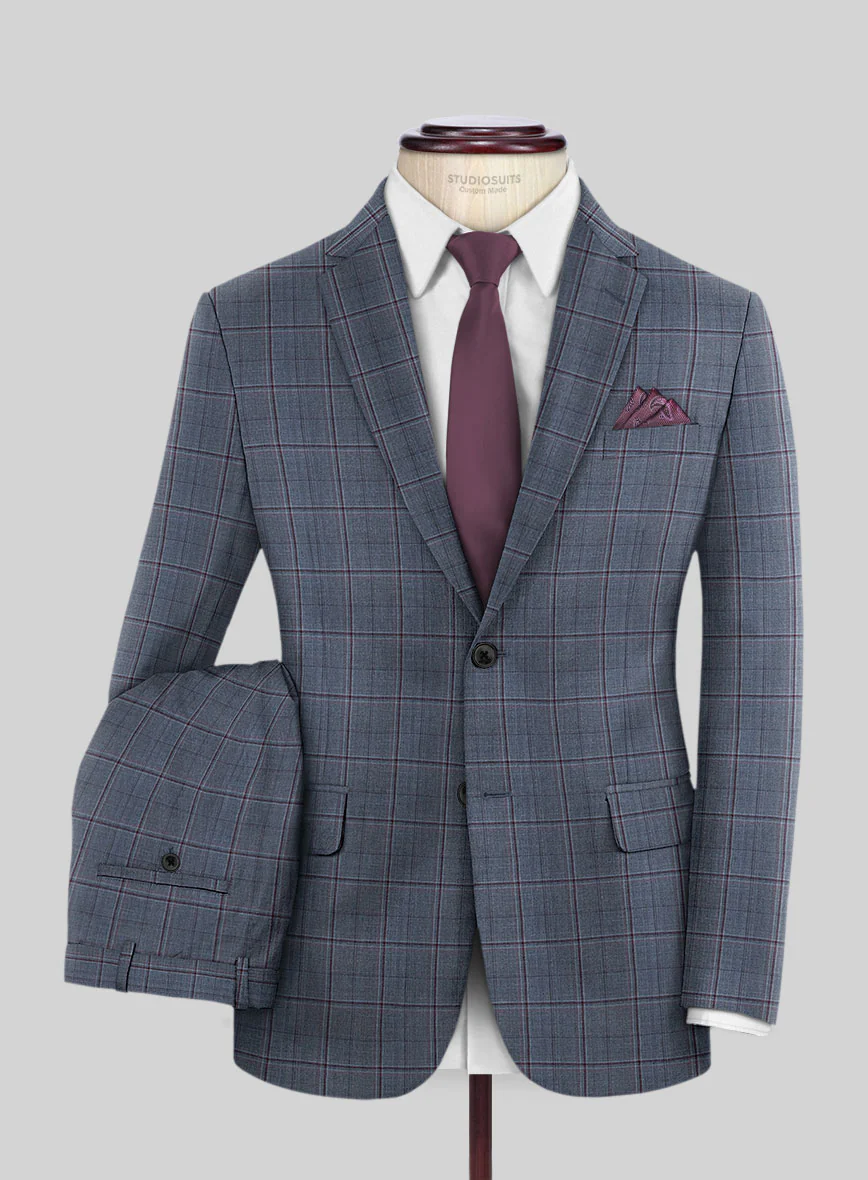 Reda Tropical Blue Checks Wool Suit - Image 2